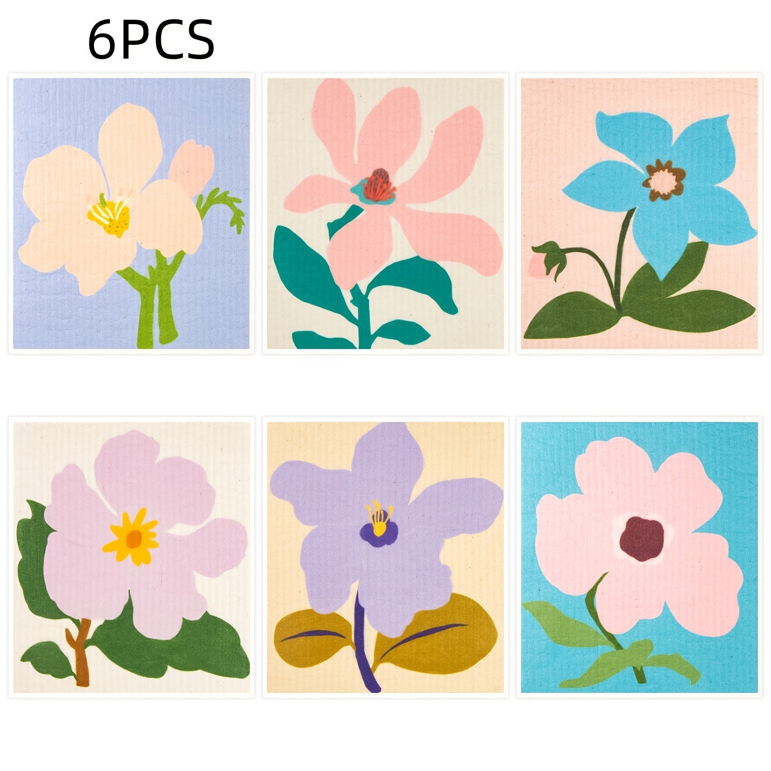 Swedish Dishcloth Set of 6 Reusable Kitchen Cleaning Cloths Decorative Hand Towels