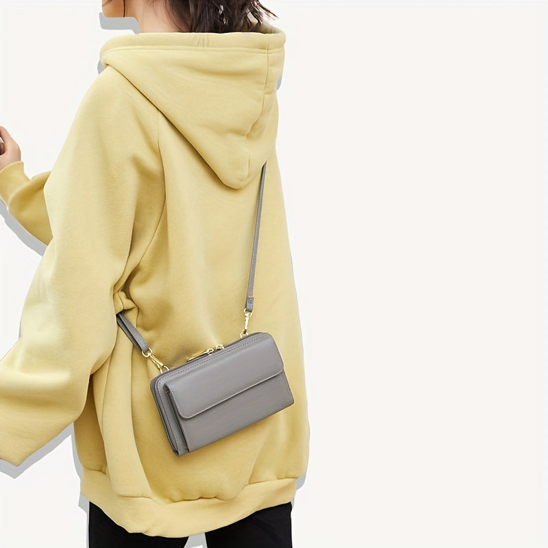 Women's Crossbody Phone Bag RFID Blocking Touch Screen Synthetic Leather Adjustable Strap Black Red Blue