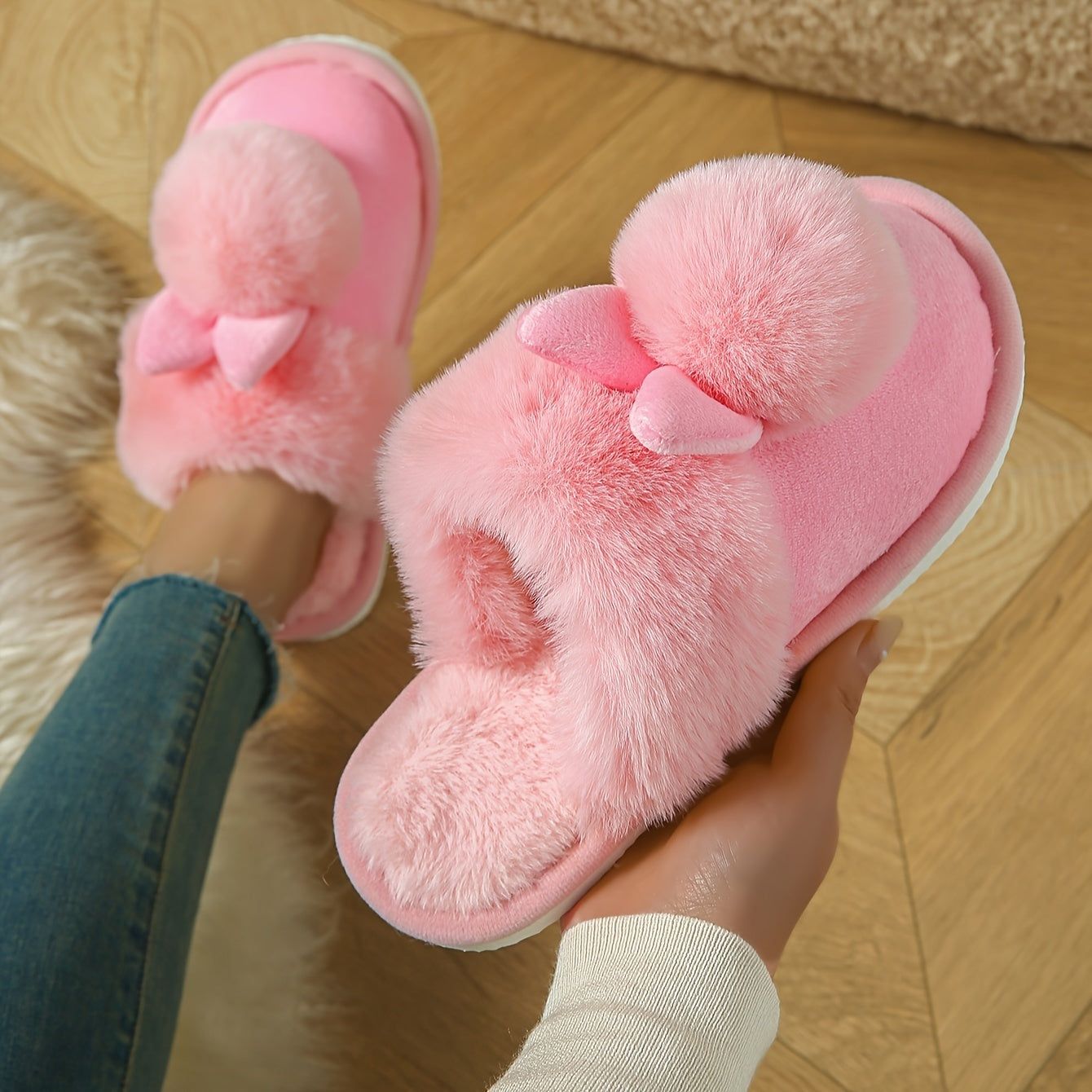 Unisex Plush Slippers Warm Cozy Winter Indoor Outdoor Couple Shoes