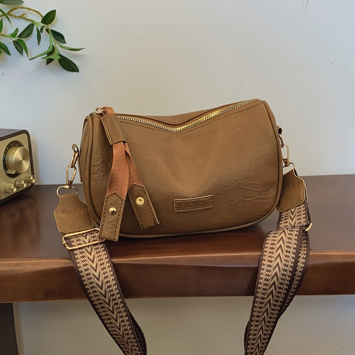 Vintage Boston Handbag with Large Capacity PU Retro Pillow Crossbody Zipper Closure