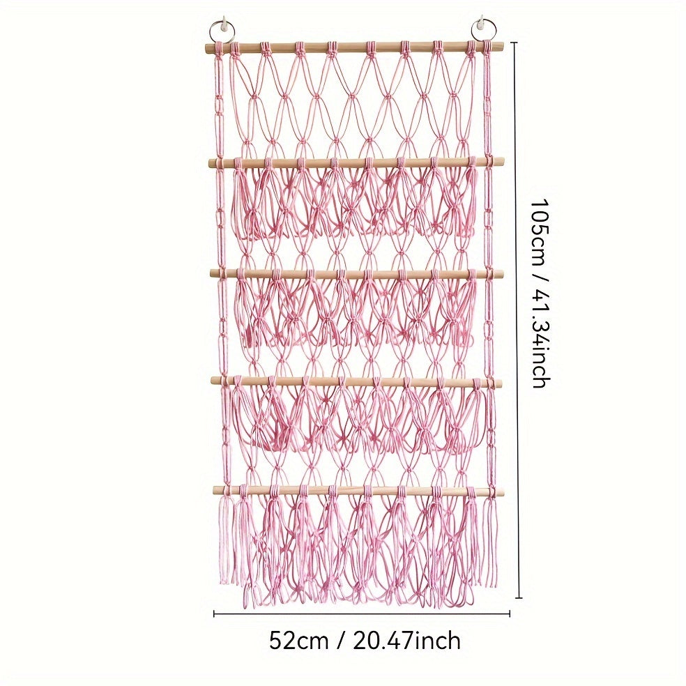 4-Tier Wall Hanging Storage Organizer for Plush Toys and Gifts with Hooks