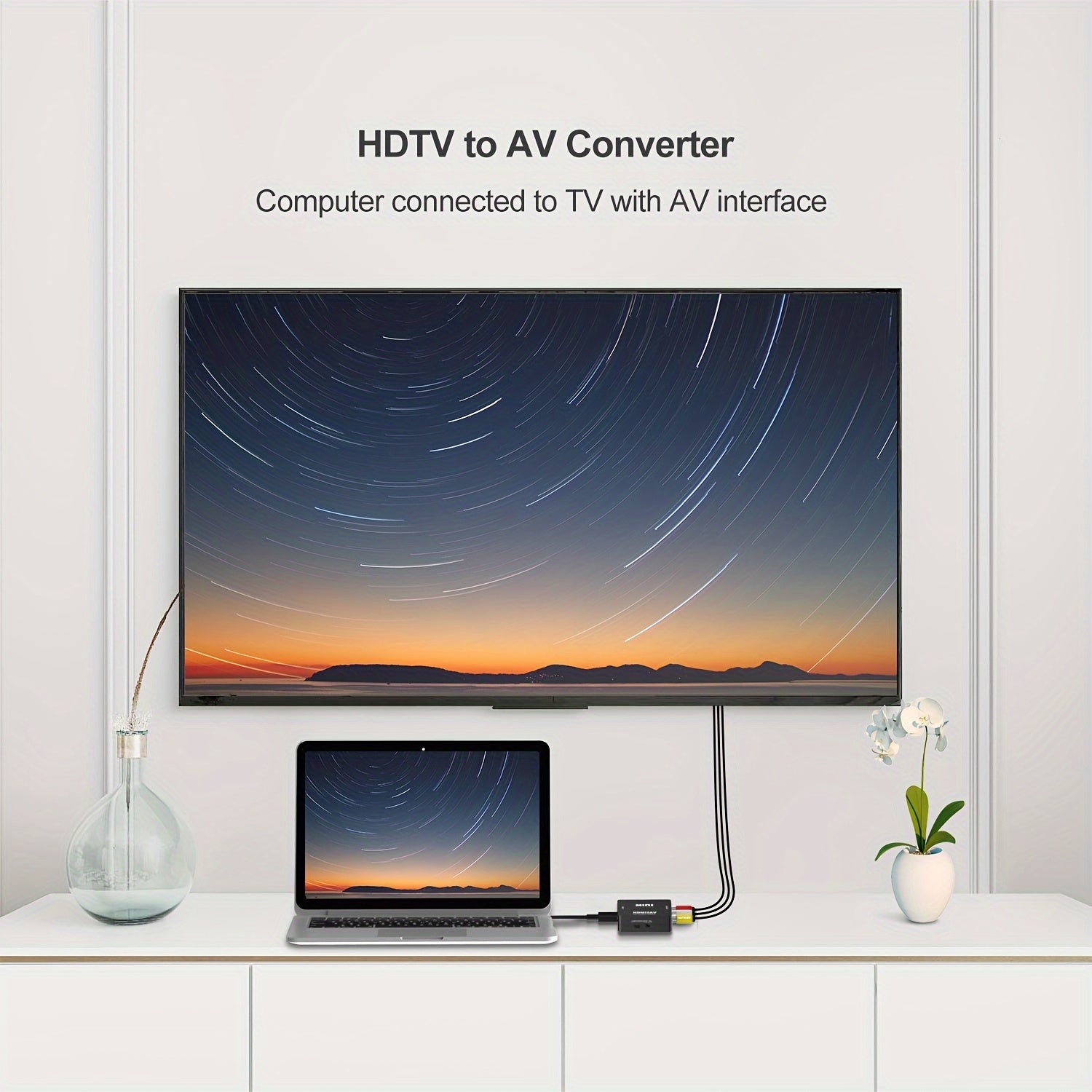 HDTV to RCA Converter for TV Stick Roku Android TV DVD PAL NTSC Support