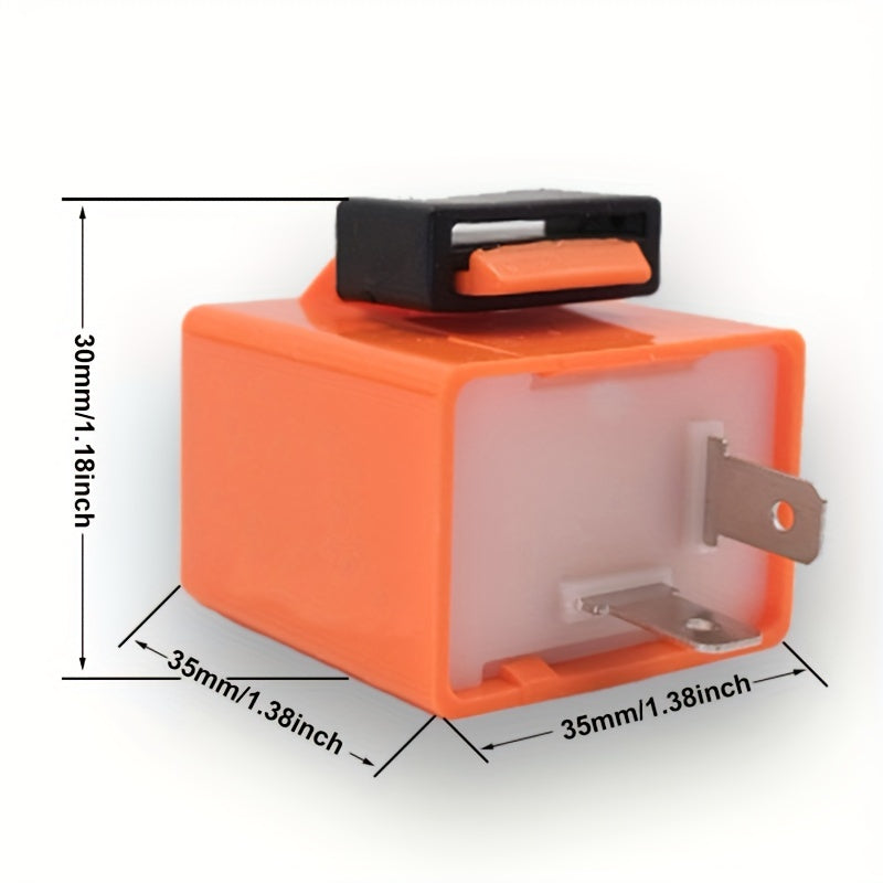 Relé de motocicleta LED ajustable de 2 pines, duradero, con terminales de ABS naranja y negro