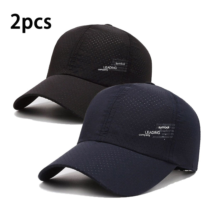 Unisex 2-Pack Quick-Dry Polyester Baseball Caps Sporty Alphabet Print for Spring Summer