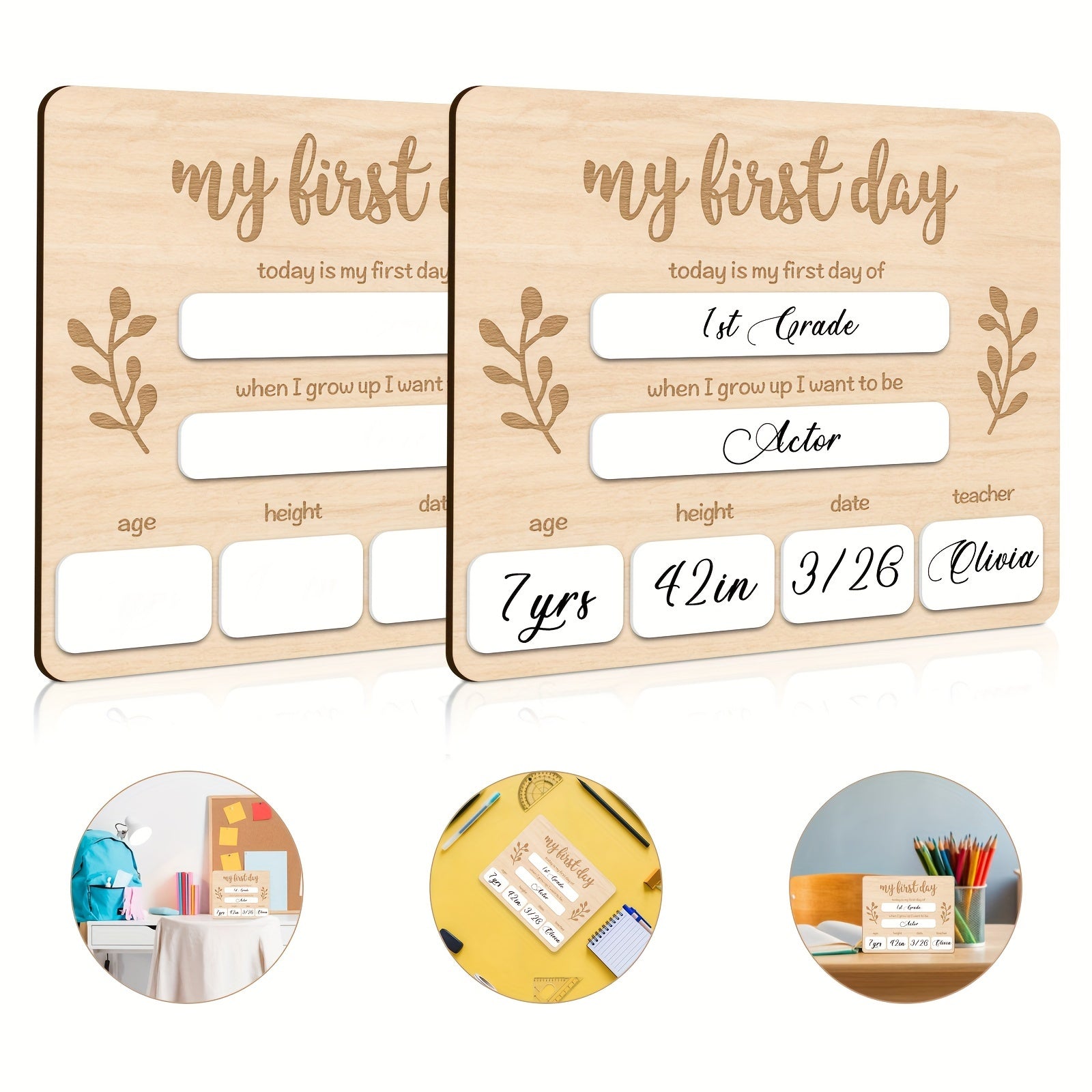 Wooden Milestone Board for School Memories and Social Media Photos