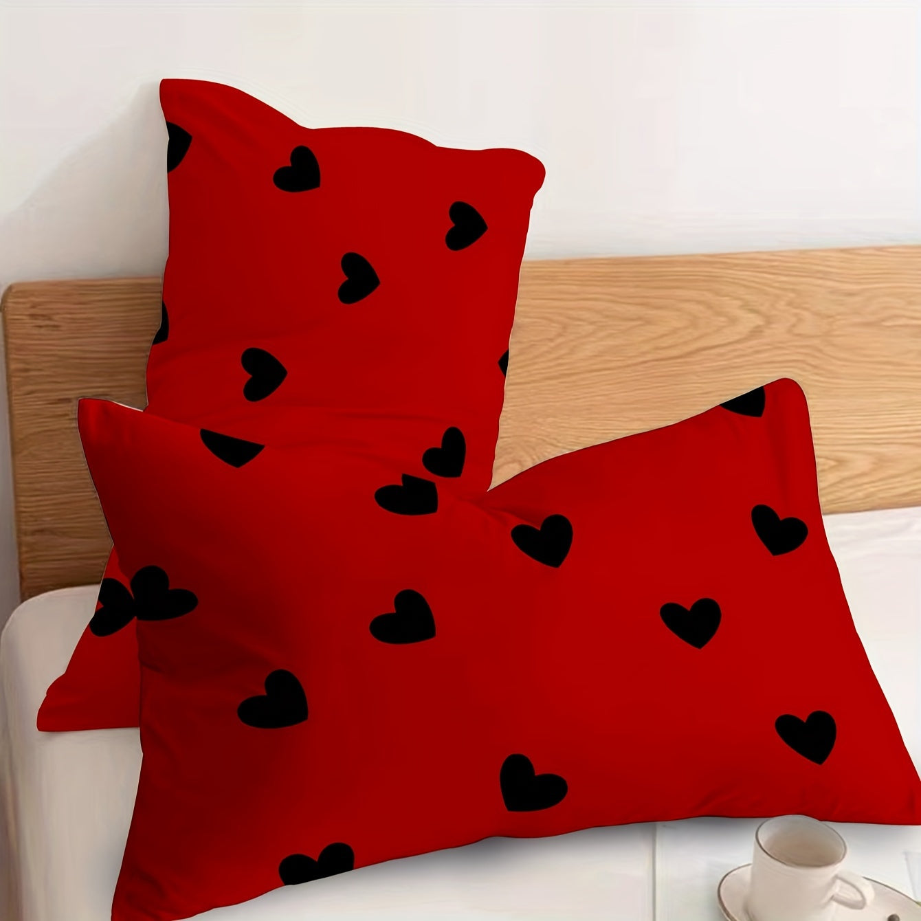 Breathable Love Pattern Pillowcases Set of 2 for Bedroom Sofa Decorative Fabric