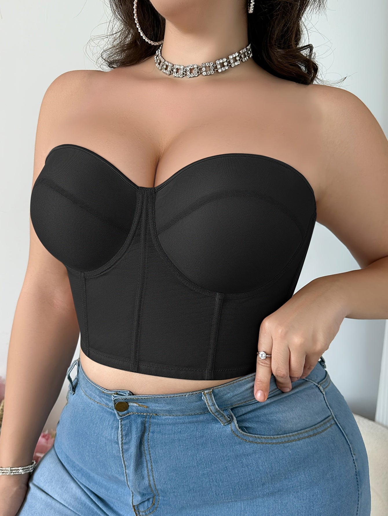Sujetador bralette de tallas grandes para mujer con tirantes removibles, soporte con aros, nylon y elastano, moldeador