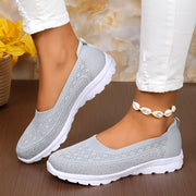 Women's Lightweight Slip-On Walking Shoes Breathable Knit Light Blue