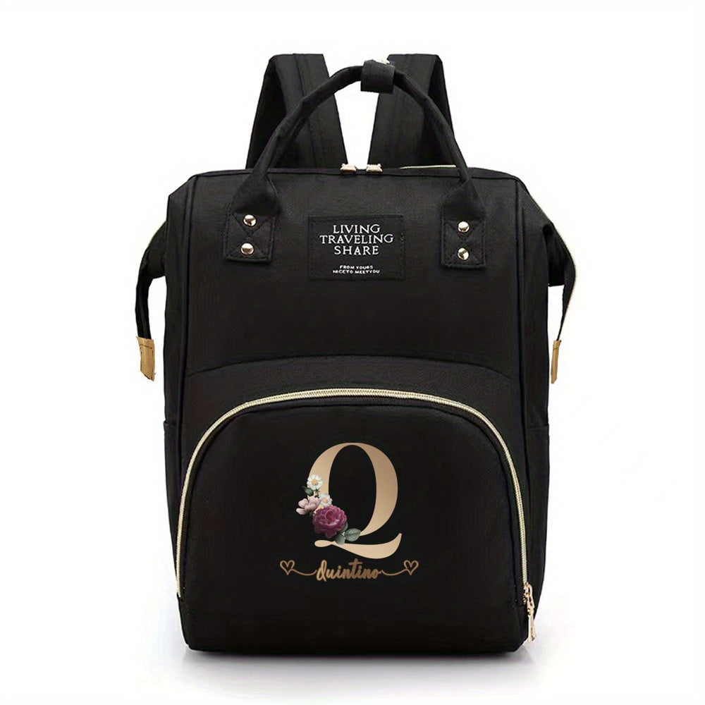 Personalized Mommy Diaper Bag with Custom Initials, Oxford Cloth, Generous Storage