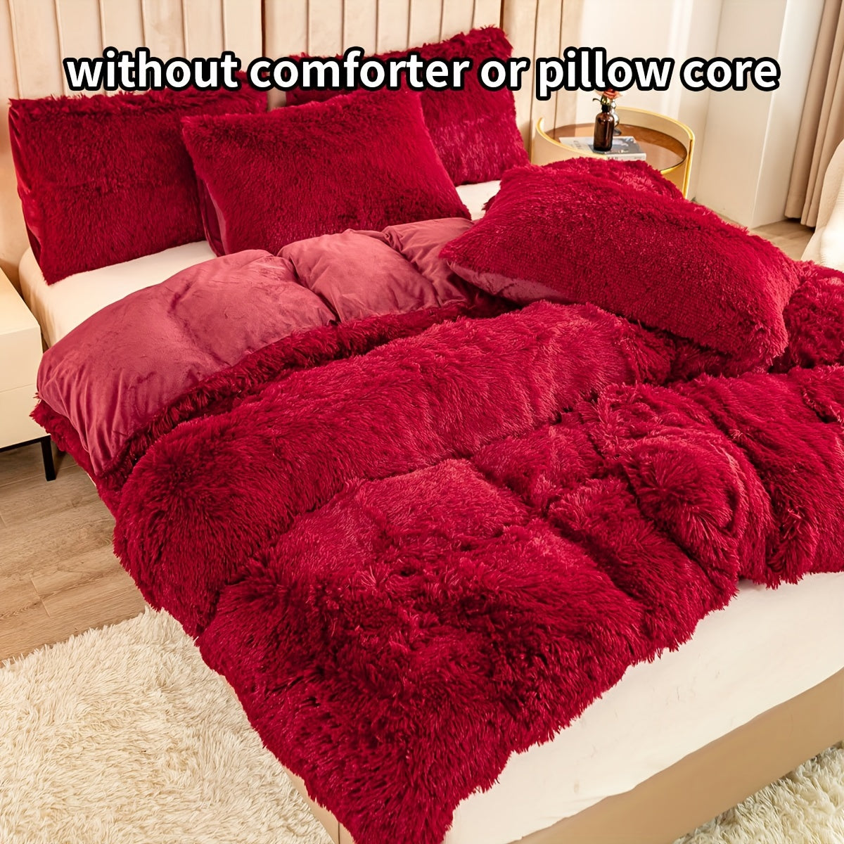 Set of 3 Pink Polyester Bedding Pieces for All Seasons Bedroom Decor