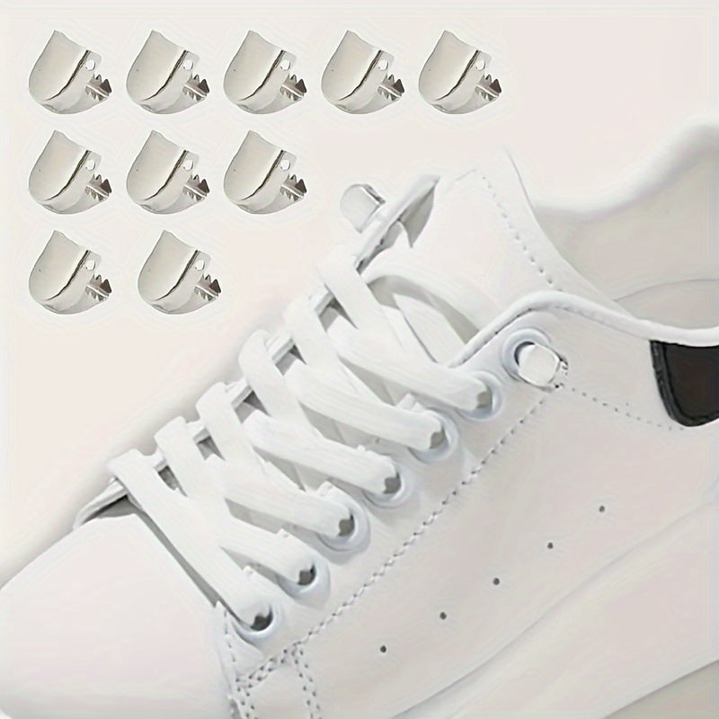 12 Pack Metal Shoe Clips No-Tie for Men and Women Durable Solid Color