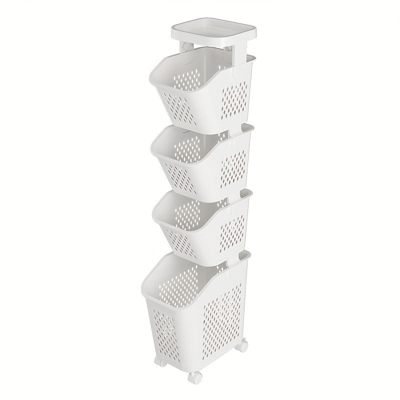 Multi-Functional 3-Tier Laundry Hamper on Wheels for Bathroom Bedroom Balcony
