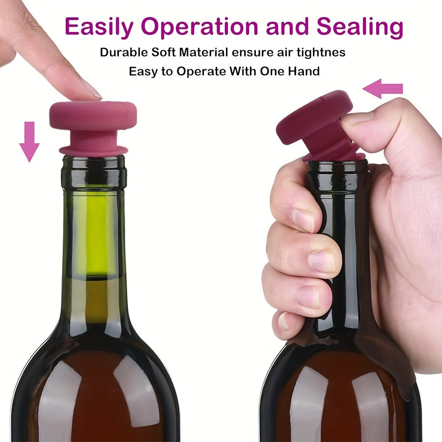 Set of 5 Silicone Wine Bottle Stoppers Leak-Proof Seal for Wine and Oil Bottles