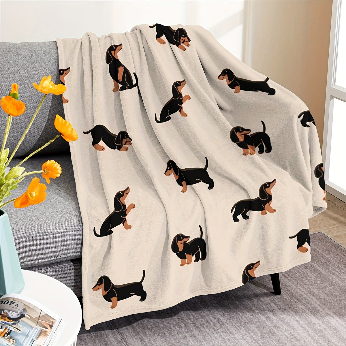 Dog Dachshund Blanket Throw Flannel Plush Fleece Snuggle Bed Couch Sofa
