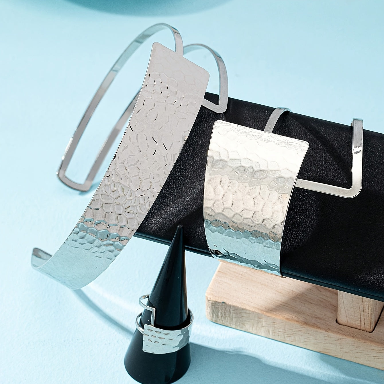 Boho 3-Piece Jewelry Set for Women Gold Plated Geometric Choker Cuff Ring