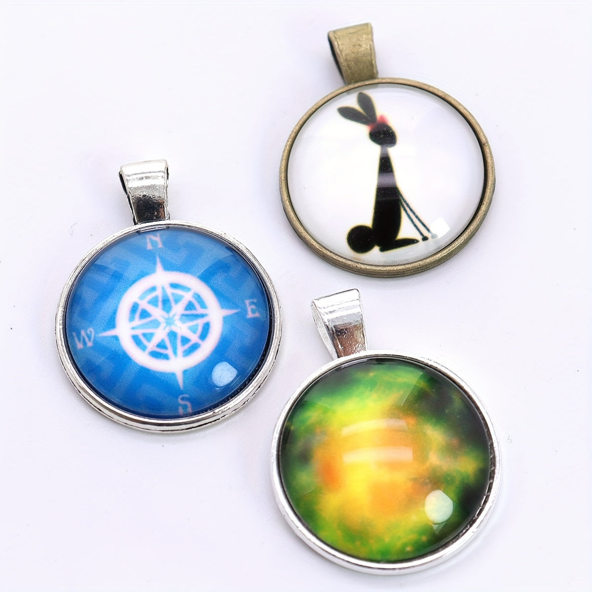 Jewelry Findings Golden Pendant Trays Sets of 5 10 25 White Circular 2.5CM