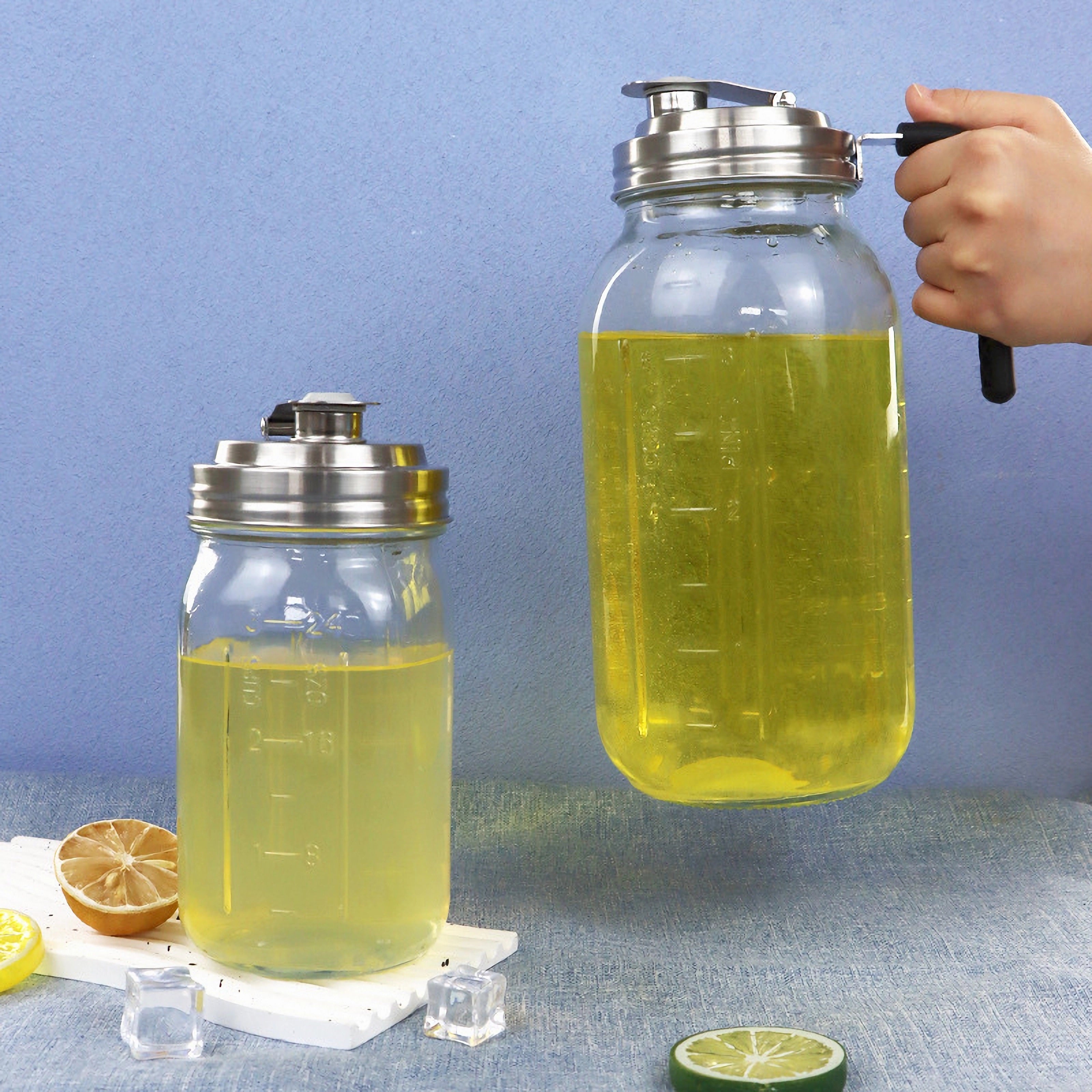 Stainless Steel Mason Jar Lid with Handle for 86mm Canning Jars Kitchen Storage