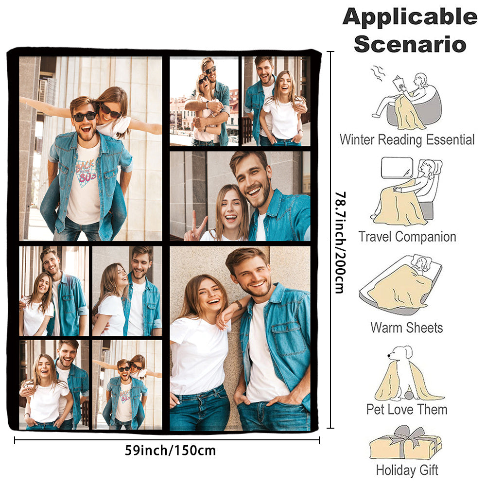 Personalized Couple Flannel Throw Blanket Soft Warm Gift for Couch Bed Camping