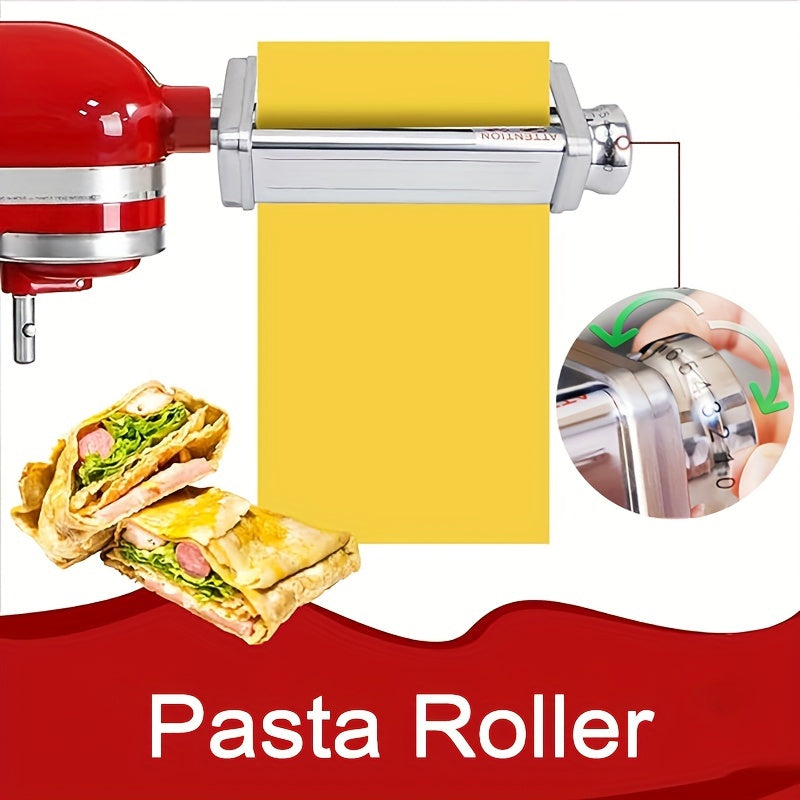 Stainless Steel Pasta Roller and Cutter Set for KitchenAid Stand Mixer