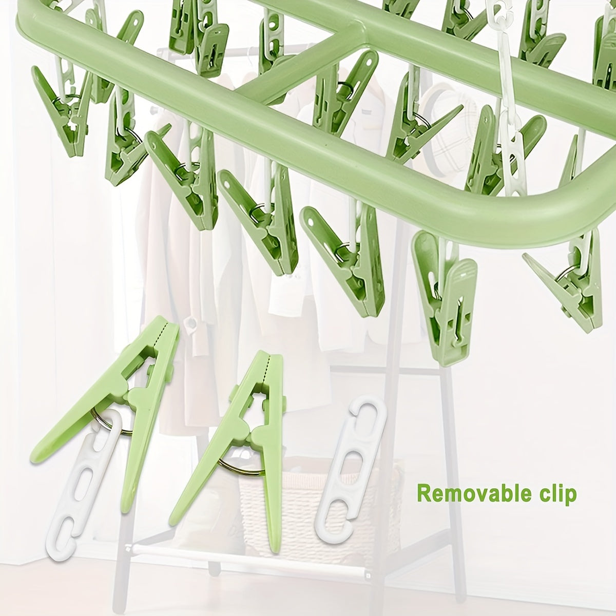Tendedero plegable con 32 pinzas, gancho giratorio de 360°