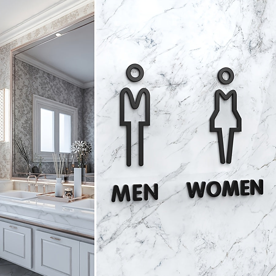 3D Acrylic Bathroom Sign with Arrow No Power Required Easy to Apply for Home and Business