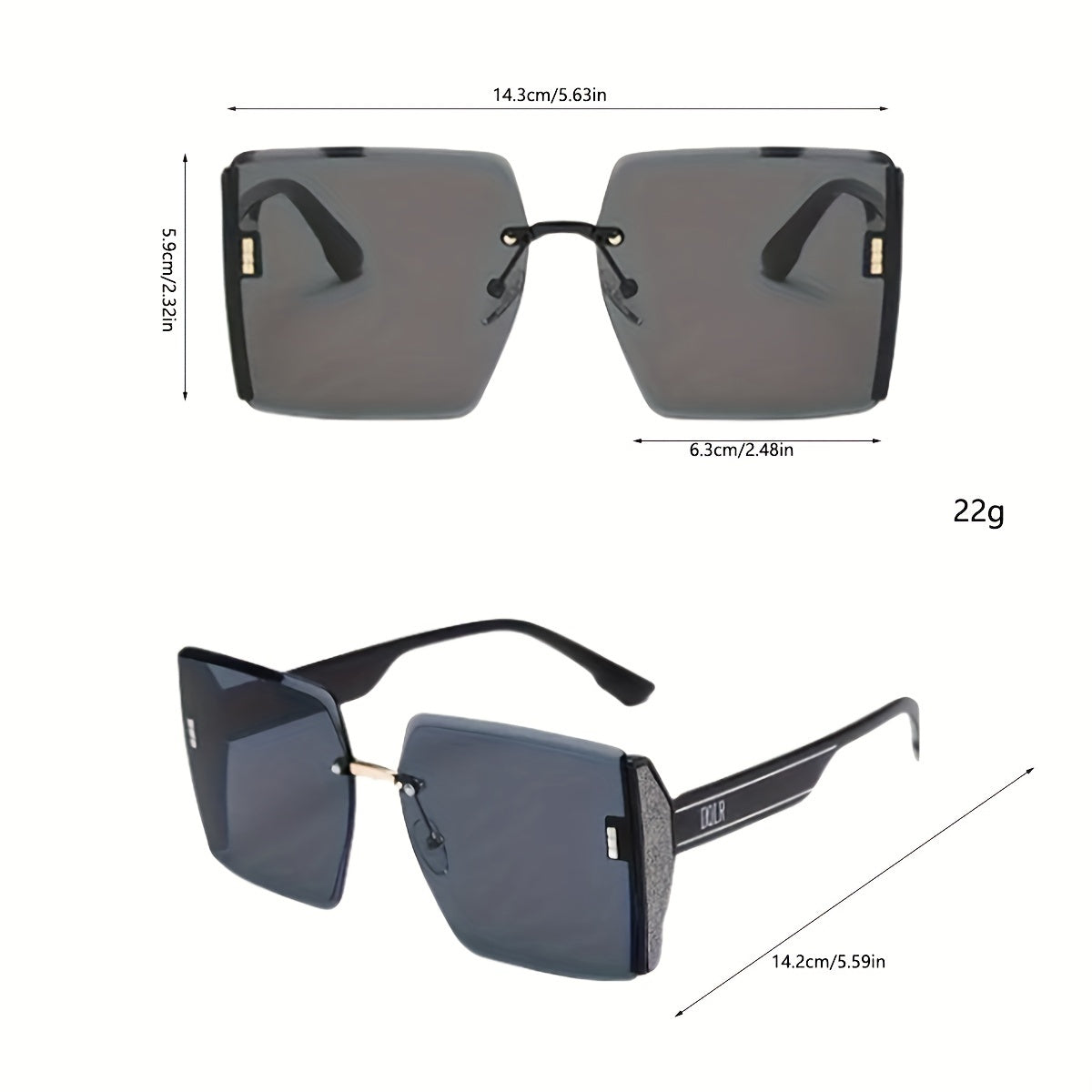 Women's Oversized Square Sunglasses with Gold Frame for Daily Wear Hiking and Trekking