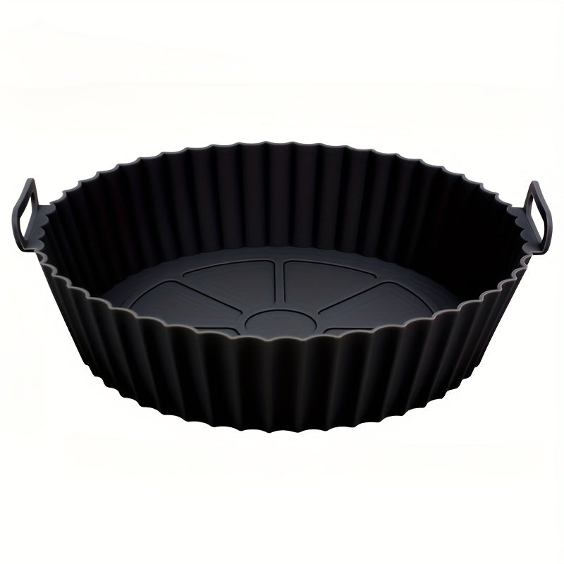 8-Inch Silicone Air Fryer Pan with Collapsible Design and High-Temperature Baking Liner