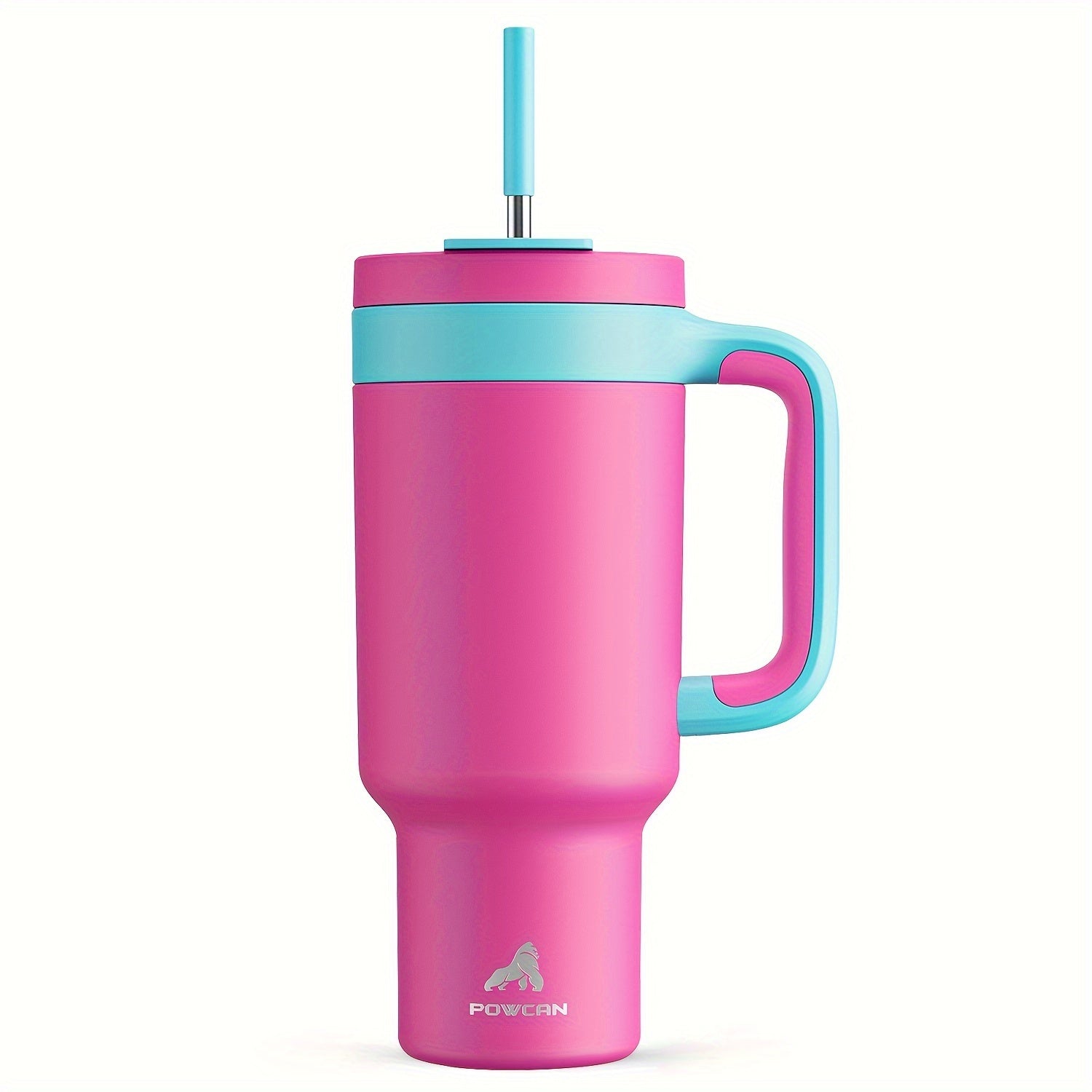 Vaso aislado de acero inoxidable de 40 oz con tapa y pajilla. Mantiene las bebidas frías por 34 horas y calientes por 10 horas. Ideal para exteriores.