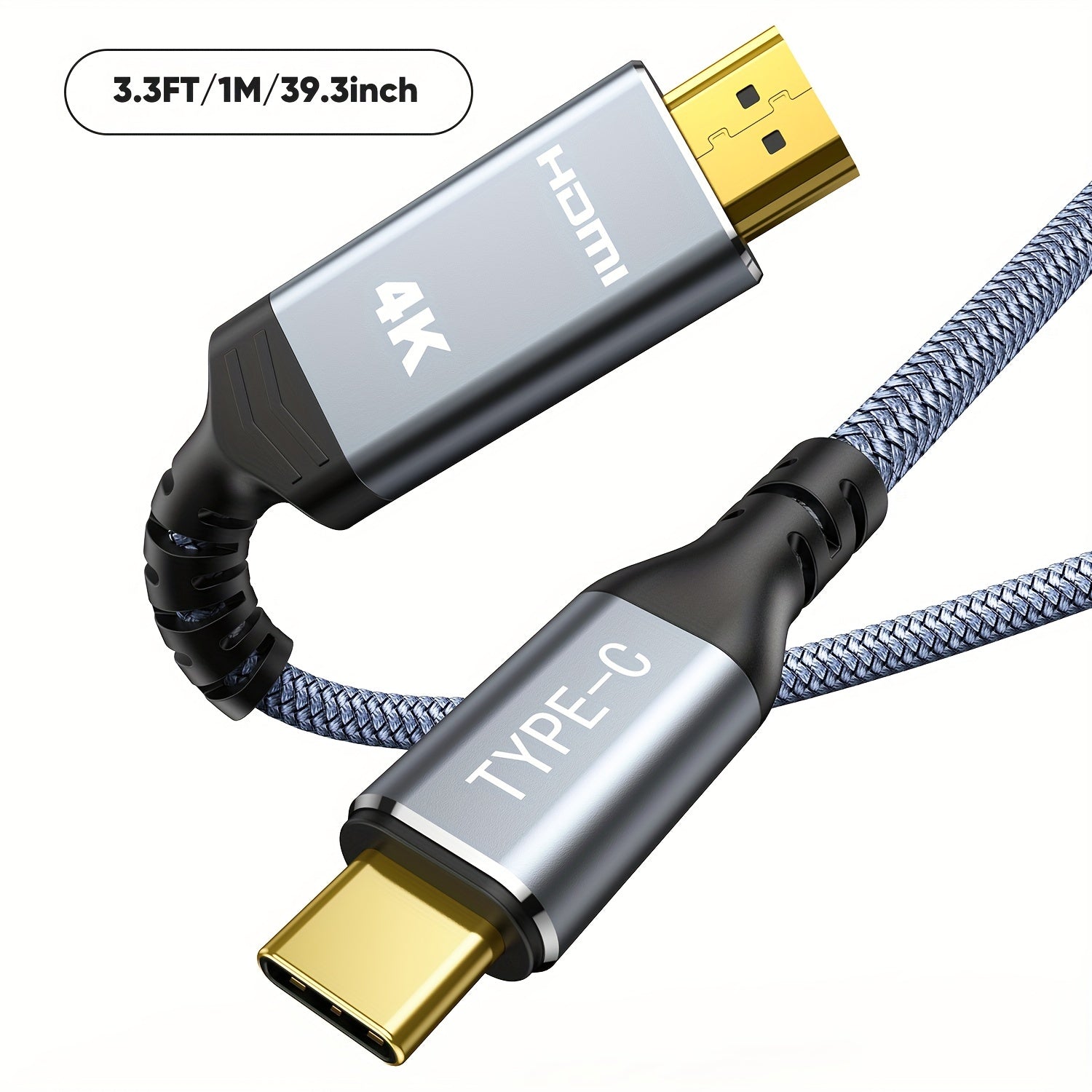 4K USB C to HDMI Cable for MacBook iPad Samsung Galaxy Surface Dell HP 3.05m
