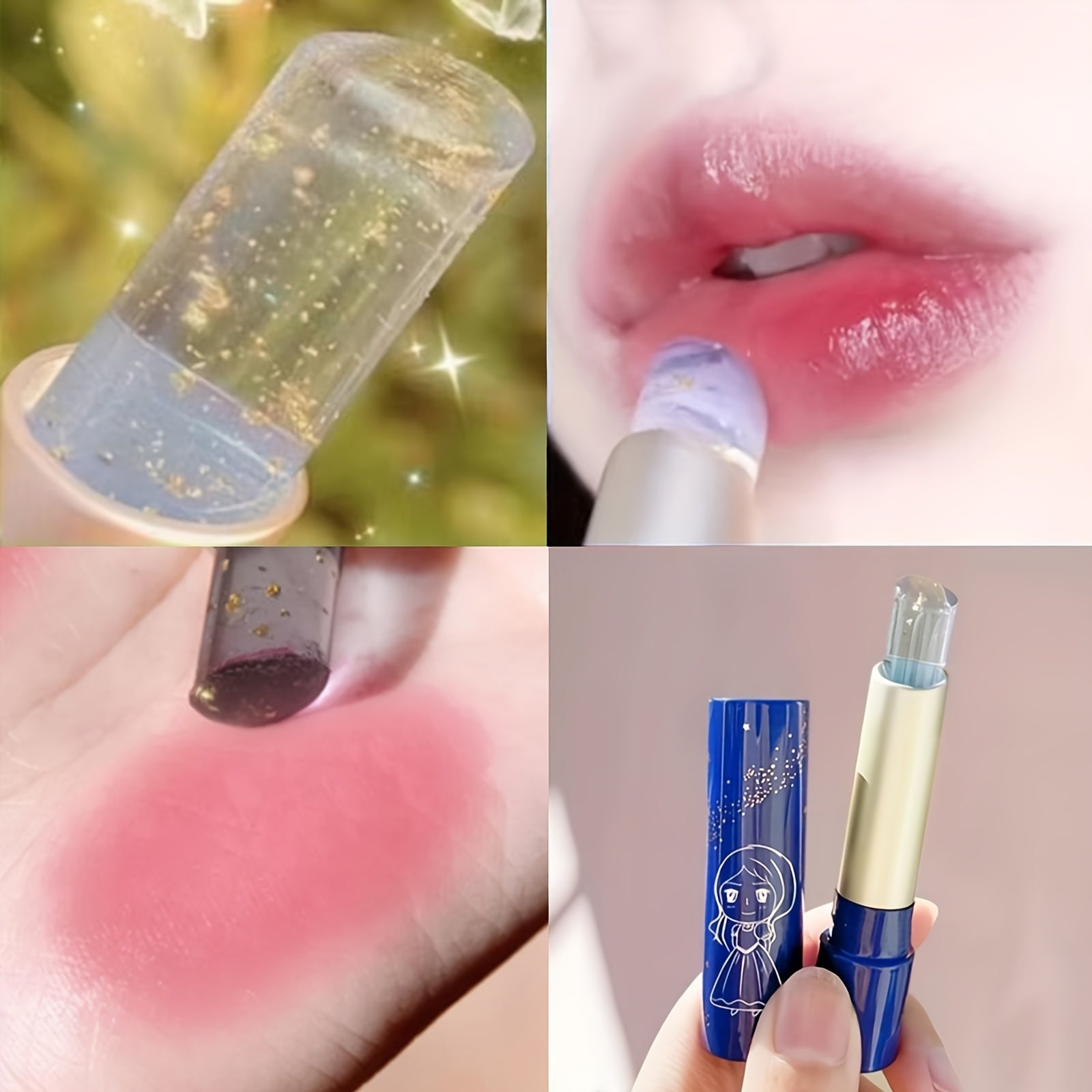 Mujeres lápiz labial de color rosa que cambia de color, de larga duración, a prueba de agua