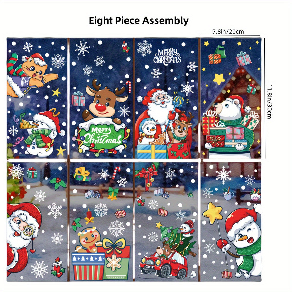 Christmas Window Decals Santa Snowman Electrostatic Adhesive Holiday Decor