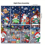 Christmas Window Decals Santa Snowman Electrostatic Adhesive Holiday Decor