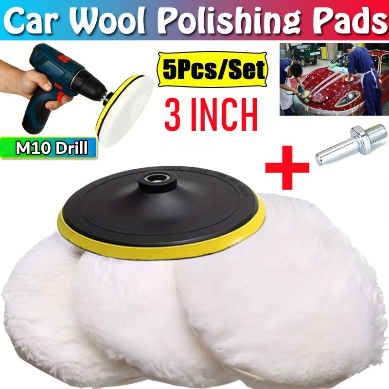 Set of 5 Car Polishing Buffing Wheel Pads for Auto Paint Care Useful for Drills