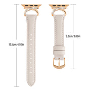 Women's Ultra-Thin Calfskin Watch Strap for Apple Watch Series 1-9 38mm-49mm Rhinestone Design