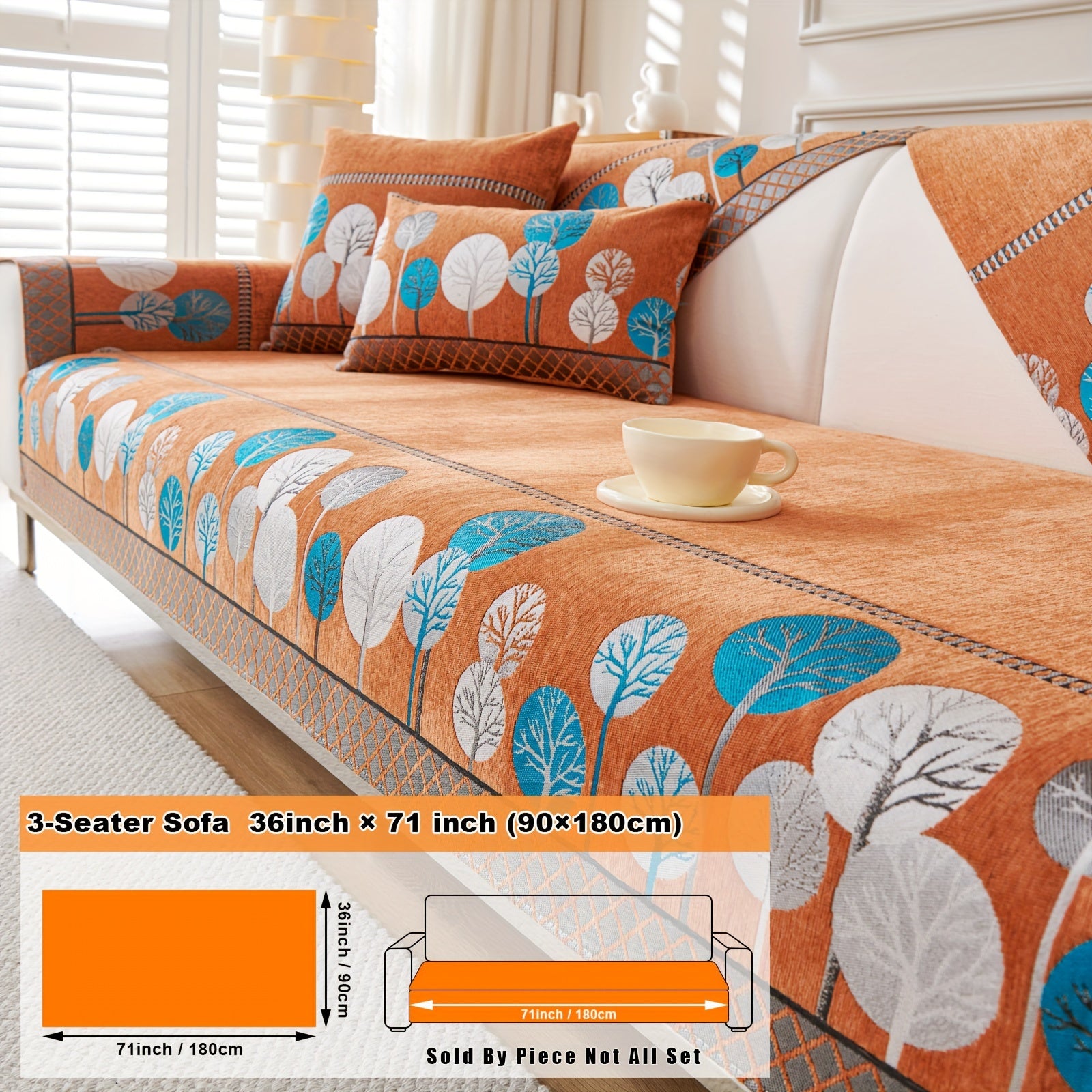 Bohemian Moonlit Trees Sofa Cover for Single to Quadruple Seaters Pet-Friendly Machine Washable Viscose