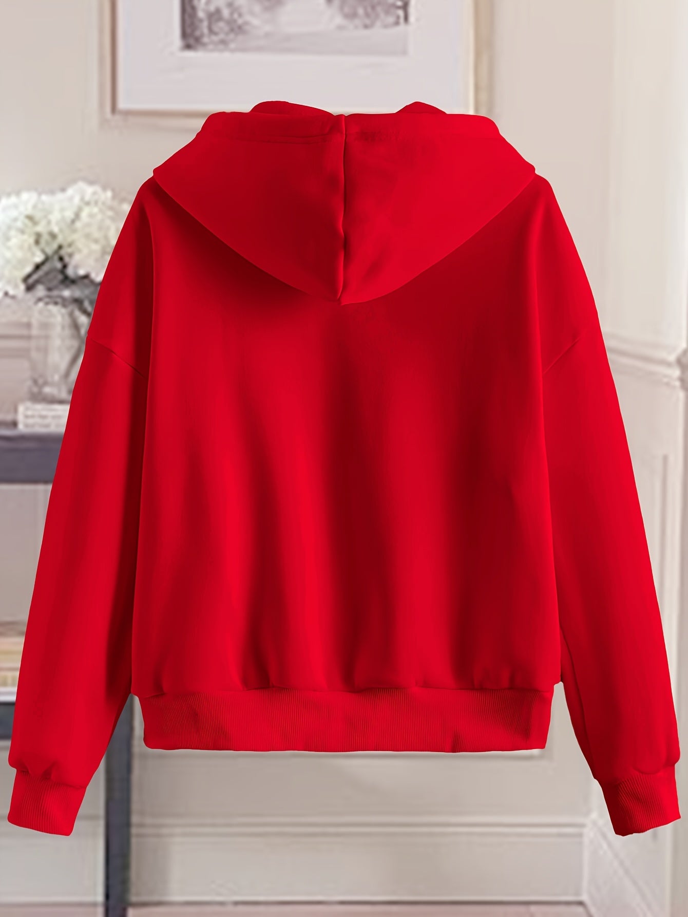 Women's White Geometric Pattern Hoodie Polyester Hooded Sweatshirt for Spring Summer Fall