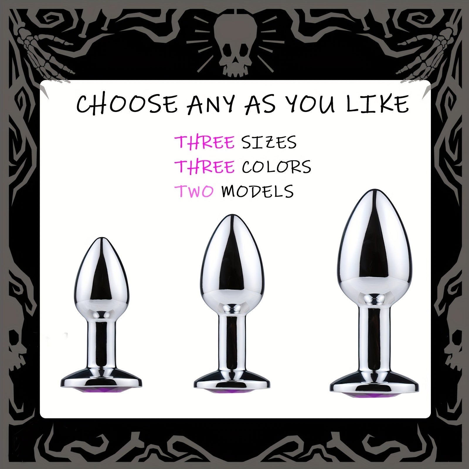 Adult Female Male Couple Stainless Steel Anal Plug with Rose Gem Beads