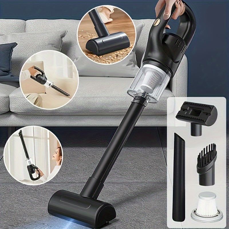 Головки щеток 3-в-1, беспроводной пылесос высокой мощности с портативным, низким уровнем шума, однокнопочным управлением, аккумулятором на литиевых батареях. Идеально подходит для использования дома и в автомобиле. Отличный подарок для дома и автомобиля.