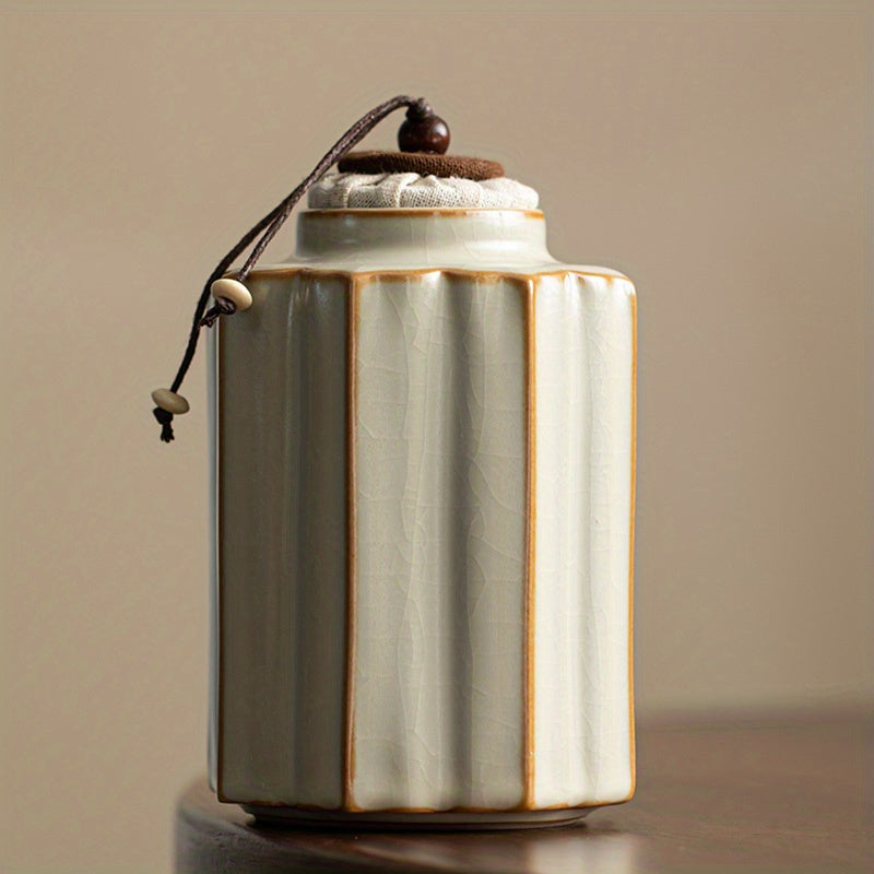 Ceramic Tea Caddy, Chinese Style, Portable Multi-Functional Coffee and Tea Storage