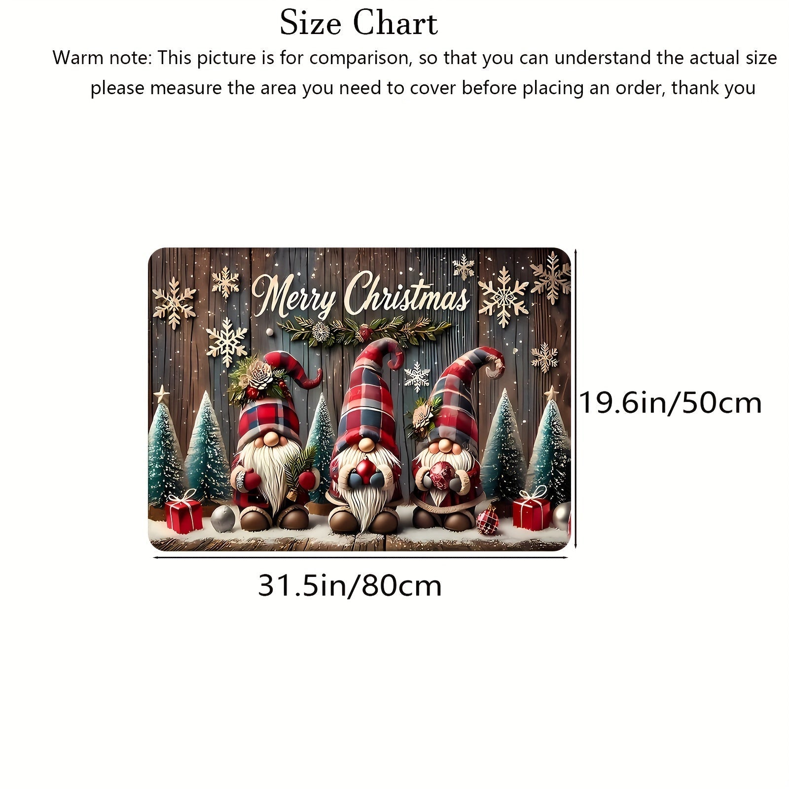 Christmas Gnome Doormat Polyester Indoor Rug with Anti-Slip Backing