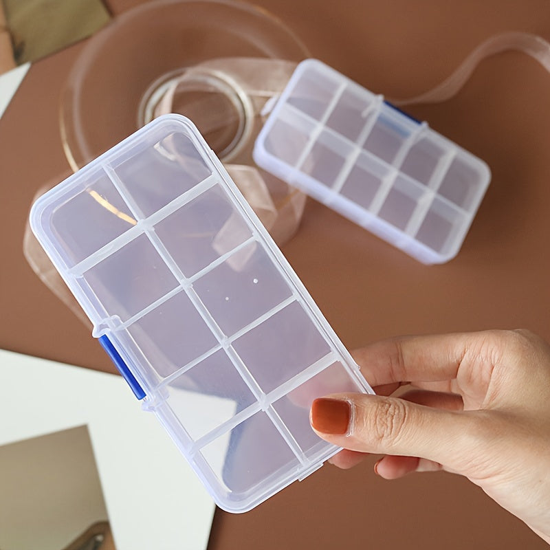 Small Transparent Plastic Jewelry Organizer Box with 10 Compartments for Earrings Rings Bracelets Necklaces