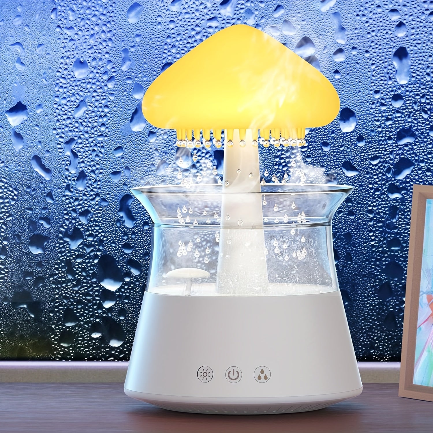 Rain Water Drip Humidifier with Remote White Noise Lamp for Bedroom