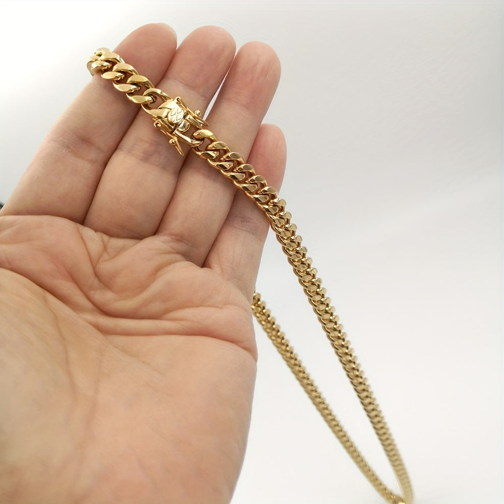 Stainless Steel Hip Hop Link Chain Jewelry Set for Men Choker Necklace and Bracelet