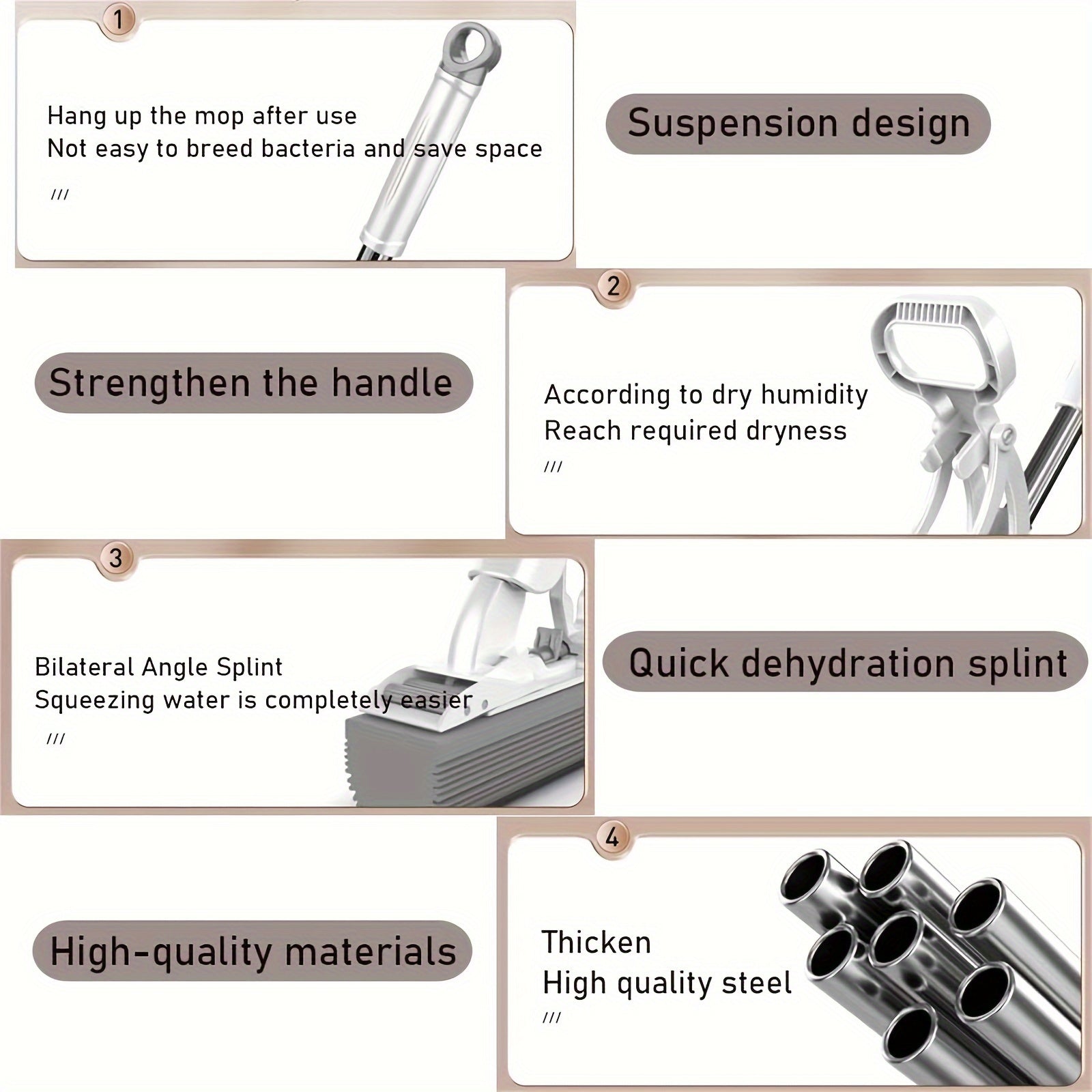 Rubber Telescopic Sponge Mop with Hand-Washing Self-Squeezing for Kitchen and Living Room