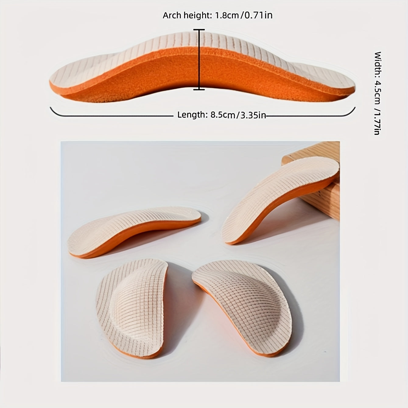 Unisex Breathable Shock-Absorbing Half-Calf Insoles Support Arch Grip