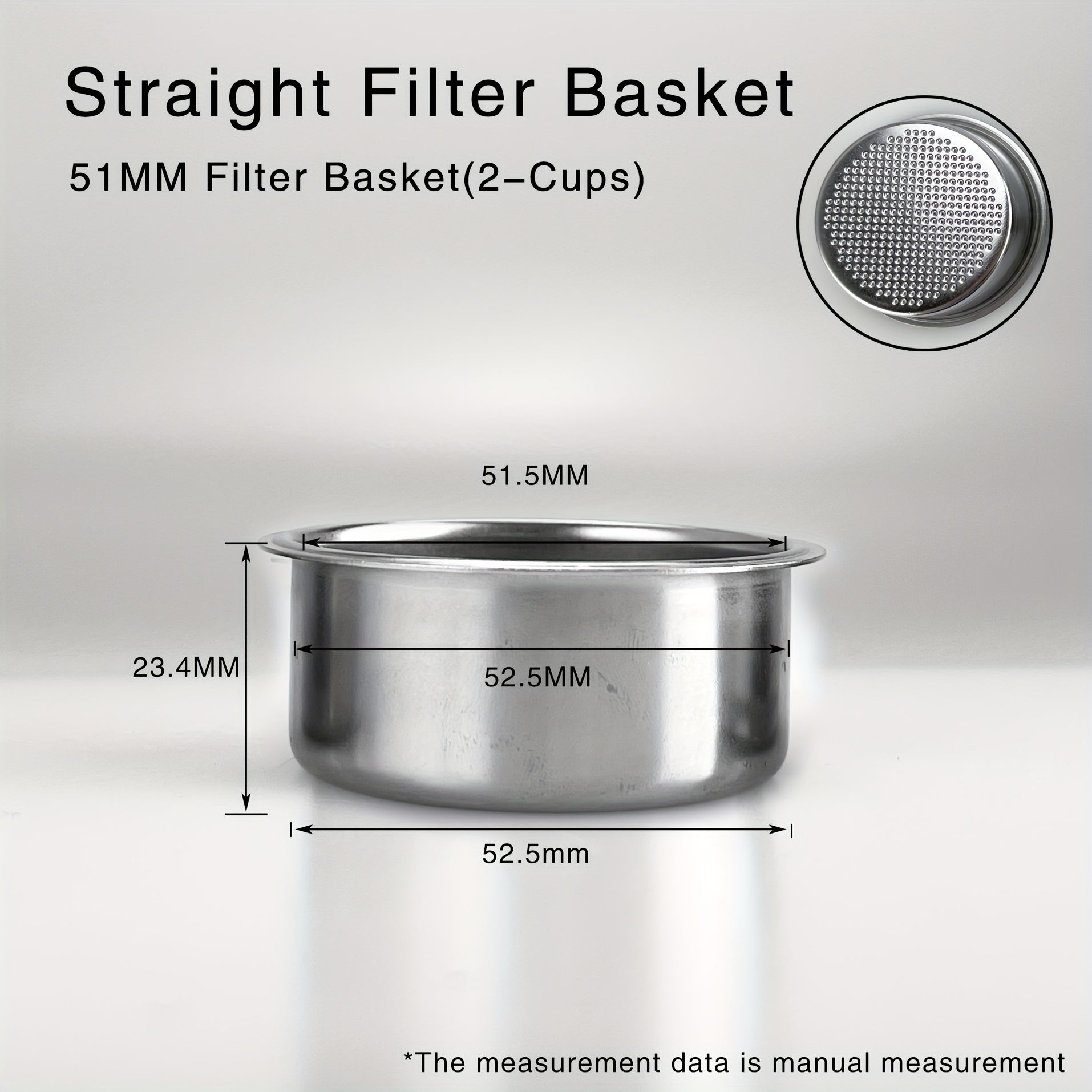 Delonghi portafilter uchun zanglamaydigan po'latdan yasalgan qahva filtr basketi, bosimsiz, 51mm, 1-chashka, 2-chashka, 4-chashka uchun mos, ko'r filtrni o'z ichiga oladi, barista asbobi