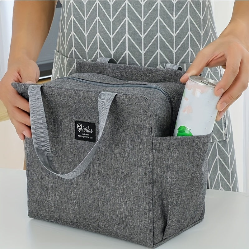 Insulated Lunch Bag with Compact Design Grey Aluminum Foil Portable for Work School Trips