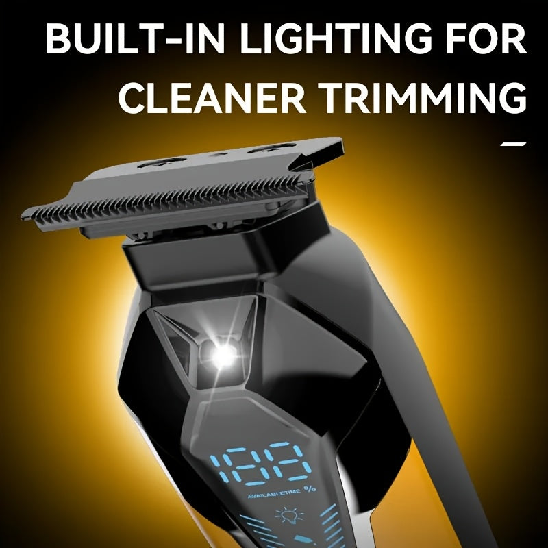 Electric Hair Clipper for Men LED Light USB Rechargeable 1200mAh Lithium Battery Adjustable Voltage