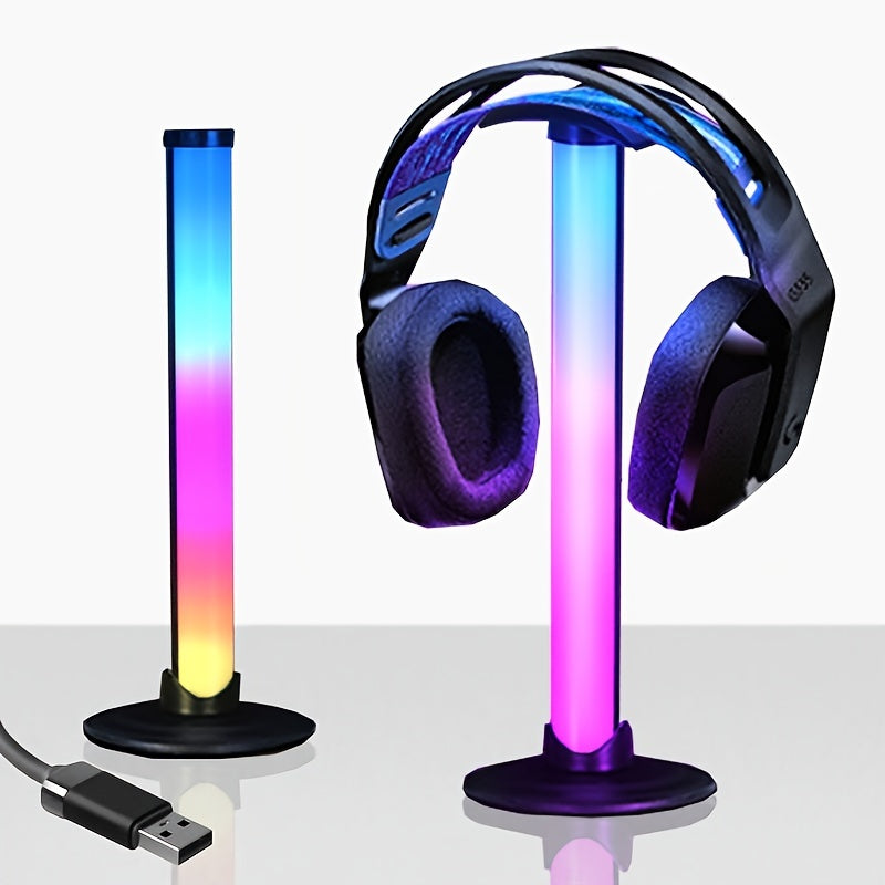 LED Gaming Headset Stand with Colorful USB Lights for Indoor Desktop Decoration