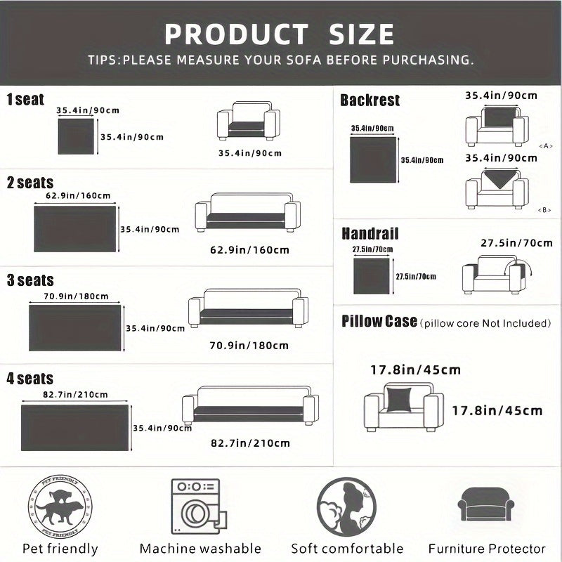 Water-Resistant Velvet Sofa Cover for 1-4 Seat L-Shaped Sofas Pet-Friendly Non-Slip Machine Washable Gray Textured Fabric